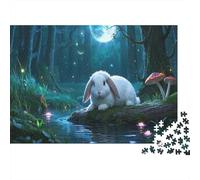 Lapin Lop Puzzle Puzzle 1000 Pièces Adulte 1000 Pièces Puzzle en Bois Défi Jouets Magical forêt Jeu Éducatif Cadeau Unique 1000pcs (75x50cm)