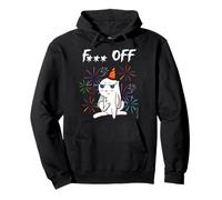 Lapin méchant avec Chapeau de fête et feu d'artifice. Anti Nouvel an Sweat à Capuche