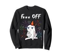 Lapin méchant avec Chapeau de fête et feu d'artifice. Anti Nouvel an Sweatshirt