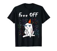 Lapin méchant avec chapeau et feu d'artifice Anti Nouvel An T-Shirt