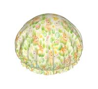 Lapin Mignon Et Œufs Mangeurs Bonnet De Douche Pour Femme Confortable Bonnet De Bain Élastique Chapeau De Douches Pour Soins Capillaires Voyage Salon