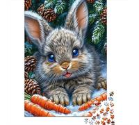Lapin Mignon Hiver Puzzle 1000 Pièces Adultes Animaux Puzzles 1000 Pièces Défi Jouet Décor À La Maison 38x26cm/1000pcs