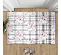 Lapin Mignon Tapis Amour Floral RosePetits Tapis Motif Géométrique Noir Et Blanc Moderne 50x80 Rug Lapin Rug Tapis Antidérapant Lavable en Machine pour Zones à Fort Trafic