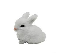Lapin miniature en peluche avec aspect réaliste et toucher doux, pour ajouter du charme naturel à la décoration de la maison ou aux présentations saisonnières, facile à transporter et à ranger (blanc)
