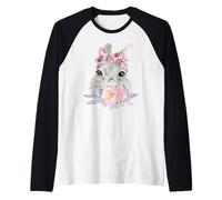 Lapin Nain Lièvre avec Fleurs Et Bandeau Florales Pâques Manche Raglan