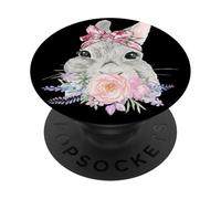 Lapin Nain Lièvre avec Fleurs Et Bandeau Florales Pâques PopSockets PopGrip Adhésif