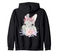 Lapin Nain Lièvre avec Fleurs Et Bandeau Florales Pâques Sweat à Capuche