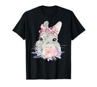 Lapin Nain Lièvre avec Fleurs Et Bandeau Florales Pâques T-Shirt