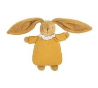 Lapin Nid d'Ange Doudou avec Hochet Coton Bio Moutarde 20Cm Beige G