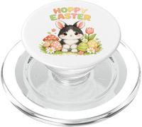Lapin Noir et Blanc pour la Chasse aux œufs de Pâques Hoppy Easter PopSockets PopGrip pour MagSafe
