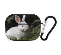 Lapin on the Grass Organiseur pour écouteurs Airpods Pro résistant aux chocs avec clip mousqueton anti-chute pour Airpods Pro 2ème génération Noir