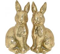 Lapin Or Déco Antique assis Nostalgie Décoration de Pâques H12,5cm 2er Set Vintage-Look
