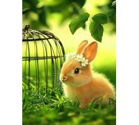 Lapin Peinture Diamant Pelouse Diamond Painting Adulte 60x80cm Diamant Painting Art pour Enfant Débutant, DIY Diamond-painting Point de Croix Kit pour Decoration Maison Murale, Cadeau Femme, Model930