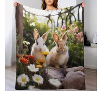 Lapin Plaid Couverture Polaire, Couvertures en Toute Saison Légère Chaude Douce Moelleuse pour Lit Et Canapé-lit 100×130cm