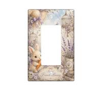 Lapin - Plaque murale décorative en plastique de taille standard pour interrupteur à bascule - Motif papillons lavande - Pour salon, chambre à coucher, maison et bureau