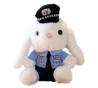 Lapin Policier Rempli - Peluche Lapin De Dessin Animé Mignon, Poupée De Moto Mignon, Jouet Doux Pour Enfants, Ornement De Voiture Décoratif | Policier Bunny Doudou Pour Enfants Moto Extérieur