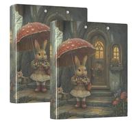 Lapin portant des bottes tient une ombre (1) classeur à 3 anneaux de 3,8 cm, organiseur de documents en PVC avec anneau en D et poche transparente pour fournitures de bureau - Lot de 2