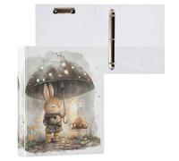 Lapin portant des bottes tient une ombre (2) classeur à 3 anneaux 3,8 cm, organiseur de documents en PVC avec anneau en D et poche transparente pour fournitures de bureau - 1 paquet