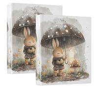 Lapin portant des bottes tient une ombre (2) classeur à 3 anneaux de 3,8 cm, organiseur de documents en PVC avec anneau en D et poche transparente pour fournitures de bureau - Lot de 2