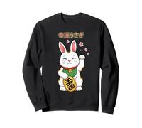 Lapin Porte-Bonheur Maneki Neko Bunny Japonais Cherry Blossom Sweatshirt