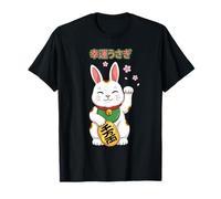 Lapin Porte-Bonheur Maneki Neko Bunny Japonais Cherry Blossom T-Shirt