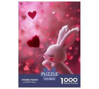 Lapin Puzzle 1000 Pièces Cœur Puzzles Jeu D'Intelligence Décoration Murale De La Maison en Carton 100% Recyclé pour Les Amateurs De Puzzles 52x38cm/1000pcs