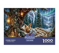 Lapin Puzzle 1000 Pièces Jeu D'Intelligence Décoration Intérieure Grotte des Arbres de Neige Challenge Toy Adultes Et Enfants À Partir De 14 Ans 52x38cm/1000pcs
