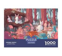 Lapin Puzzle 1000 Pièces Jouet de Défi pour Adultes et Enfants de Plus de 14 Ans Thé de l'Après-midi Jeu de Puzzle Défi Éducatif Cadeau de Décoration Intérieure 70x50cm 1000pcs