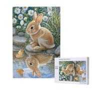Lapin Puzzle Fleur 500 Pièces Adultes, DIY Puzzles Classiques Art avec Boîte d'emballage et Photos de Référence, Relaxation/Soulagement du Stress/Jeux Amusants, Creatif Cadeau pour Femme M-1834