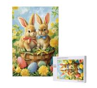 Lapin Puzzle Pâques 500 Pièces Adultes, DIY Puzzles Classiques Art avec Boîte d'emballage et Photos de Référence, Relaxation/Soulagement du Stress/Jeux Amusants, Creatif Cadeau pour Femme M-1535