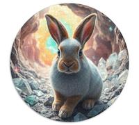 Lapin Puzzle Rond 1000 Pièces animauxs Das Tier Wild animauxs Beast Enfants Encastrement Facile Qualité Premium Relaxation Activité Artistique Éducative 1000pcs (67.5x67.5cm)