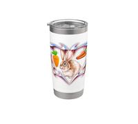 Lapin Rétro Art 80s Cute Rabbit Kids Funny Rabbit Heart Gobelet isotherme en acier inoxydable double paroi