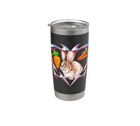 Lapin Rétro Art 80s Cute Rabbit Kids Funny Rabbit Heart Gobelet isotherme en acier inoxydable double paroi