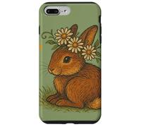 Lapin rétro avec Marguerites Florales printanières Coque pour iPhone 7 Plus/8 Plus