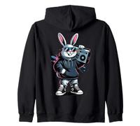 Lapin rétro Boombox Hip Hop années 80 90 Musique Lover Bunny Sweat à Capuche