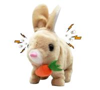Lapin sautant - Lapin en peluche drôle avec oreilles moelleuses | Mignon lapin interactif électronique dansant avec son, peluche de Pâques à piles pour garçon et fille (17 x 17 x 8 cm)