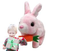 Lapin sautant - Lapin en peluche drôle avec oreilles moelleuses | Mignon lapin interactif électronique dansant avec son, peluche de Pâques à piles pour garçon et fille (17 x 17 x 8 cm)