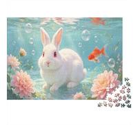 Lapin sous-Marin avec Poisson d'or Puzzle pour Adultes : Faune Sauvage Défiant 1000 Pièces, Jeux Éducatifs, Cadeau Pratique Et Décoration 52x38cm/1000pcs