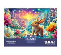 Lapin sur Le Chemin dans Le Jardin Magique Puzzle De 1000 Pièces Mignon Lapin Amusement De Jeu d'esprit pour Adultes Et Enfants 70x50cm/1000pcs