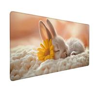 Lapin Tapis de Souris XXL 100 x 50 cm, Tapis Souris Rose sous Main Bureau avec Bords Cousus, Imperméable Mouse Pad Base en Caoutchouc Antidérapant Surface pour Gamer, PC, Cadeau Femme -lsy260390