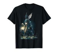 Lapin tient lanterne forêt Wanderer Art Animal Motif lapin T-Shirt