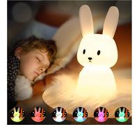 Lapin Veilleuse Bebe Tactile 7 Couleurs Usb Rechargeable Peut Être Chronométré Veilleuse Enfant Deco Lampe Pour Décoration Noël Chambre Enfant Cadeau D'anniversaire