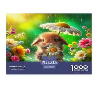 Lapin1000 Pièces Puzzle FamilialAnimaux Lapin pour Adultes Moderne Jeu Premium avec Défis Paysagedes QuatreSaisons 70x50cm/1000pcs