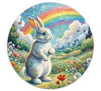 LapinPuzzle Adulte 1000 Pièces, Puzzles Rond,Pet Lapin DIY Jeu Cadeau Unique Circulaire pour Enfants Et Adultes De Bricolage 1000pcs (67.5x67.5cm)