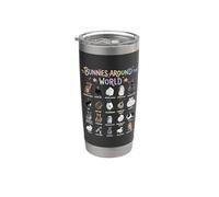 Lapins autour du monde tableau des races de lapins animaux de compagnie Gobelet isotherme en acier inoxydable double paroi