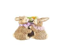 infactory – Lapins décoratifs avec panier d'œufs de Pâques en matériaux naturels