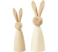 Lapins en bois - 14 cm et 12 cm - 2 pcs Marron G