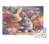 Lapins et Papillons Puzzles 1000 Pièces Papier recyclé pour Adultes Puzzle pour Adultes Impossible Difficile Stimulant Excellente idée Cadeau pour Hommes et pour Femmes 52x38cm/1000pcs