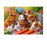 Lapins Fleurs Carottes 1000pcs Mini Puzzle pour Famille Cadeau | 38x26cm Carton Décor Salon Structure Durable Cadeau D'anniversaire Soulagement Du Stress
