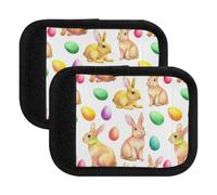 Lapins mignons œufs de Pâques blancs pour poignées de bagages, sacs à main, étiquettes de protection pour valises, 15 x 10,9 cm, Oeufs de Pâques mignons lapins blancs, Set of 4
